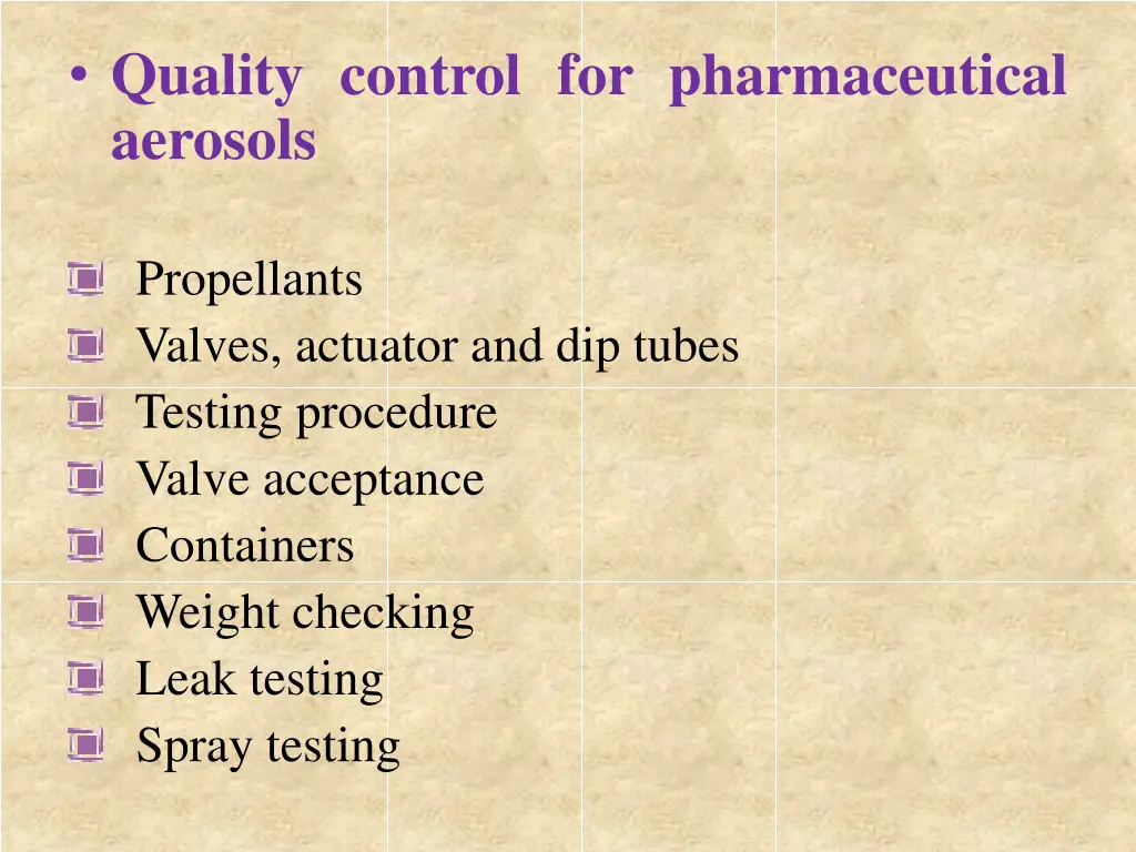 quality control for pharmaceutical aerosols