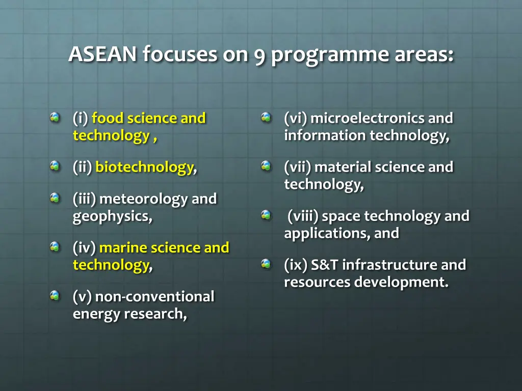 asean focuses on 9 programme areas