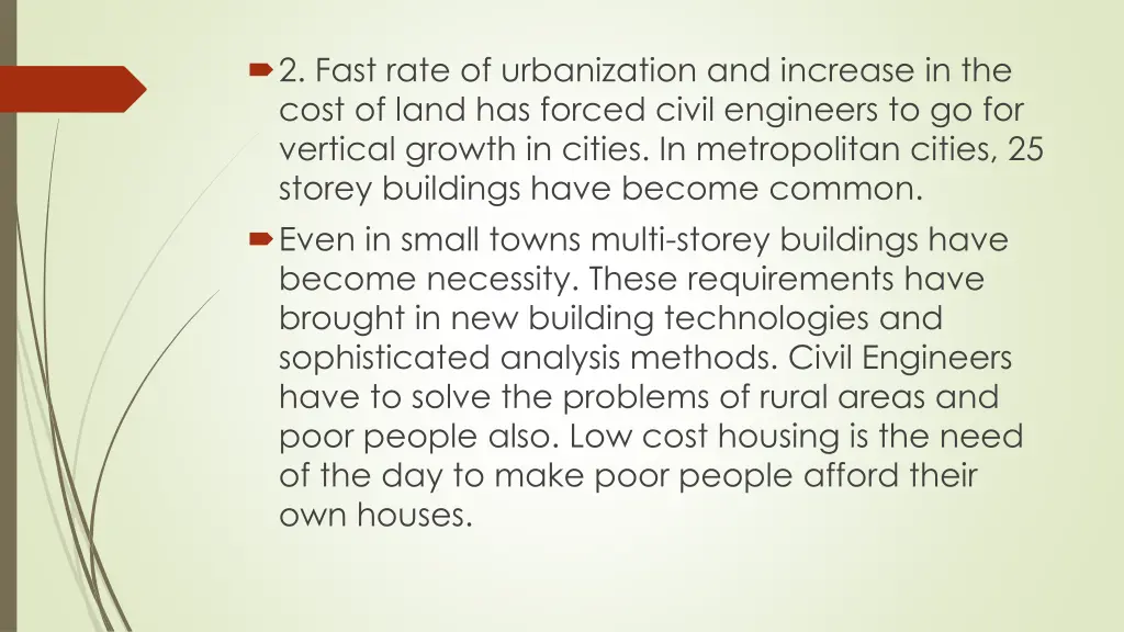 2 fast rate of urbanization and increase