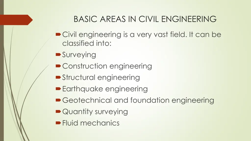 basic areas in civil engineering