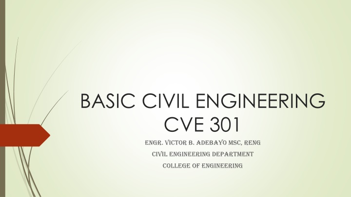 basic civil engineering cve 301 engr victor