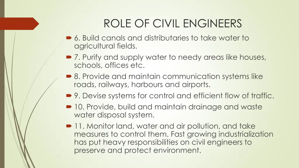 role of civil engineers 6 build canals