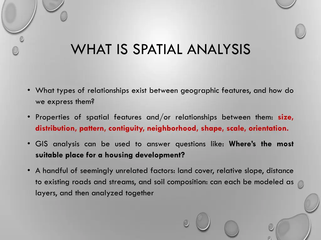 what is spatial analysis 1