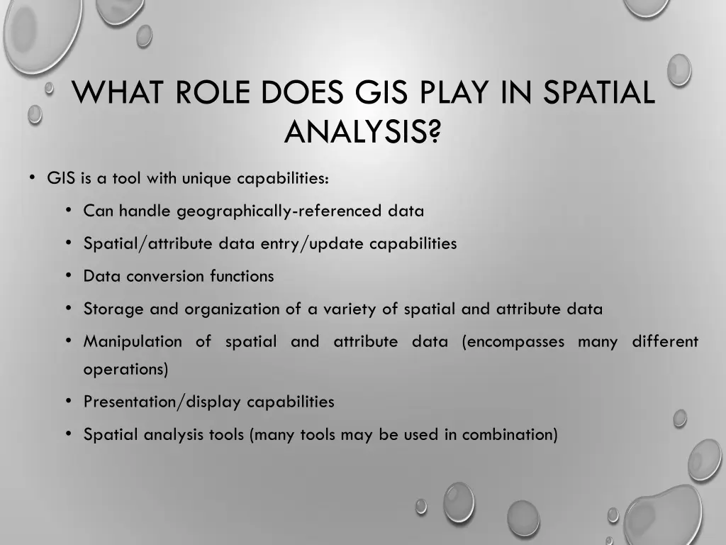 what role does gis play in spatial analysis