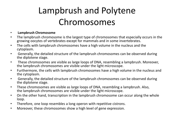 lampbrush and polytene chromosomes