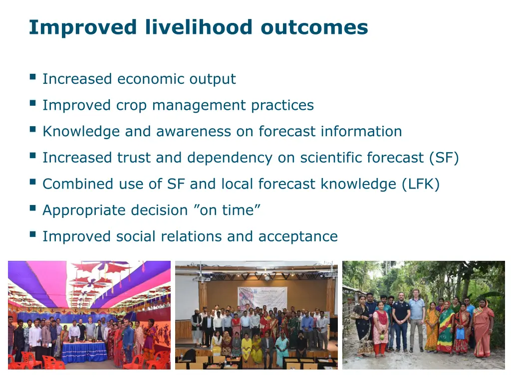 improved livelihood outcomes