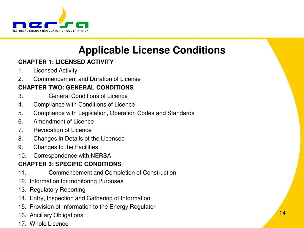 applicable license conditions chapter 1 licensed