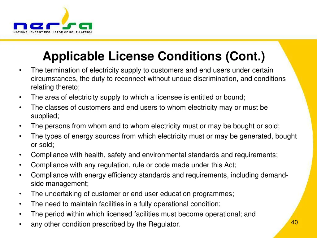 applicable license conditions cont