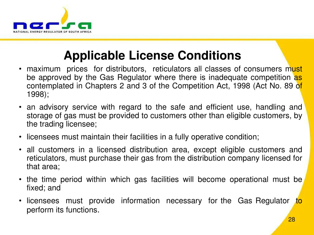 applicable license conditions maximum prices