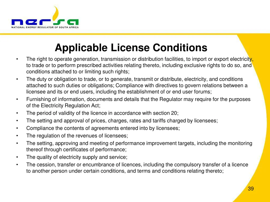 applicable license conditions the right