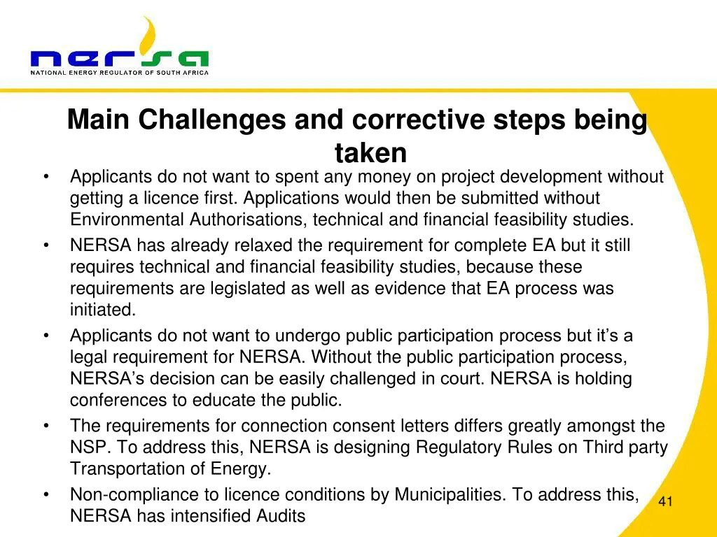 main challenges and corrective steps being taken 1