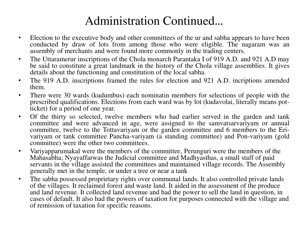 administration continued 2