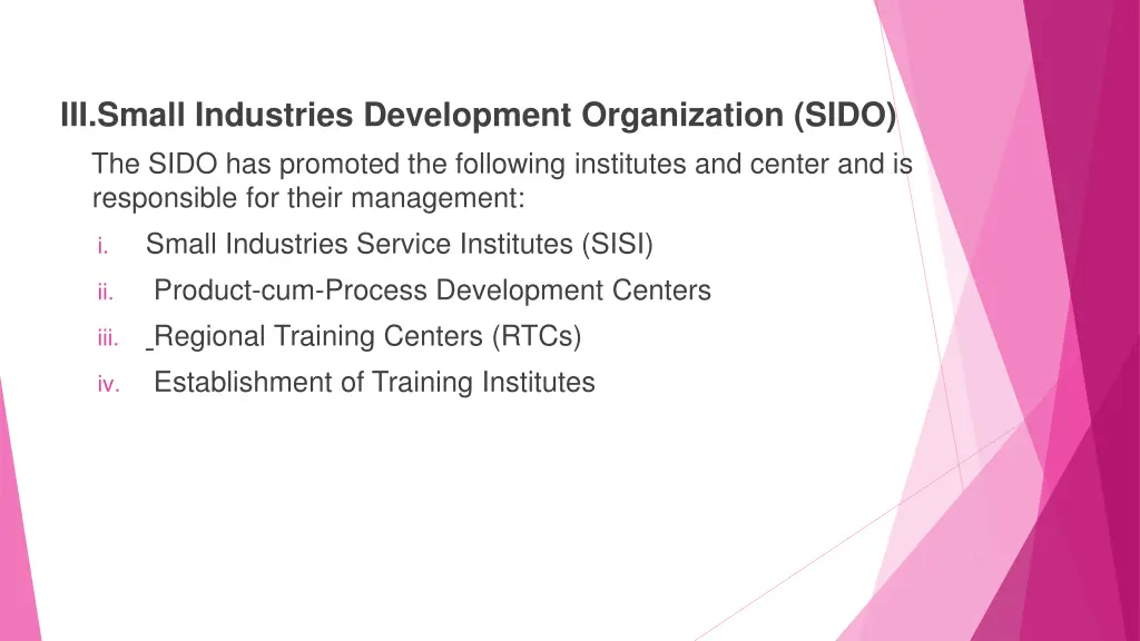 iii small industries development organization