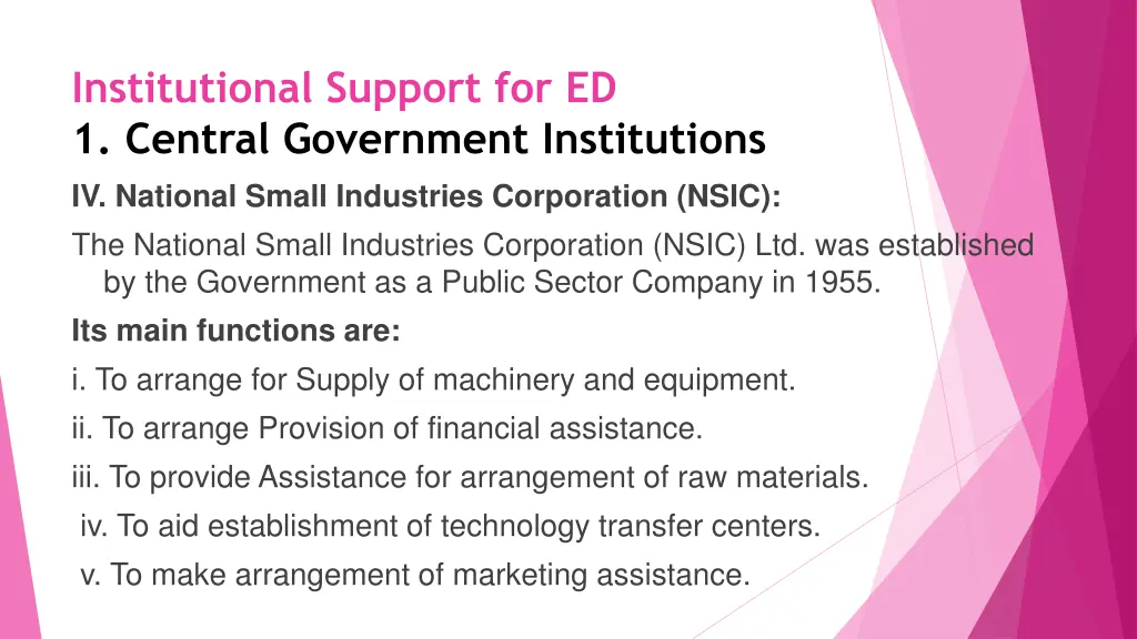 institutional support for ed 1 central government 3