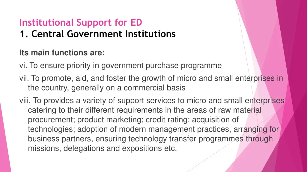 institutional support for ed 1 central government 4