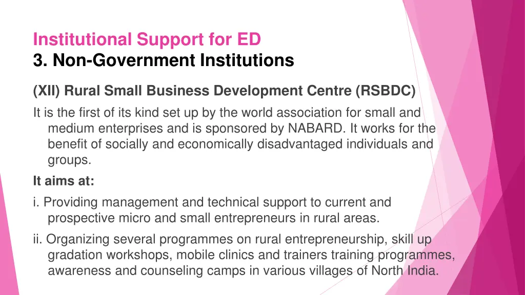 institutional support for ed 3 non government 10