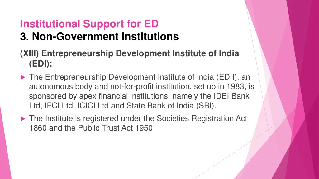 institutional support for ed 3 non government 11