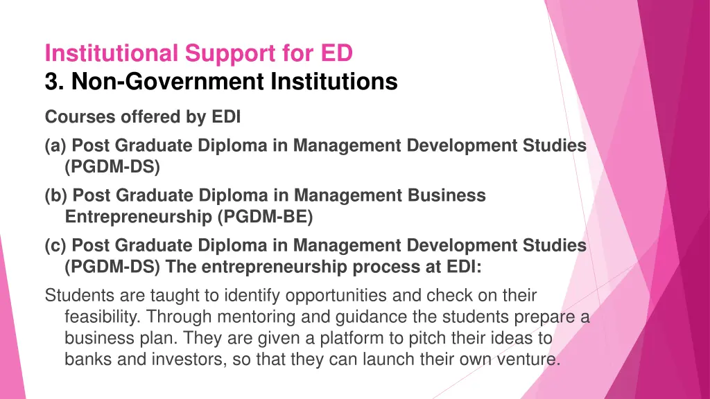 institutional support for ed 3 non government 12