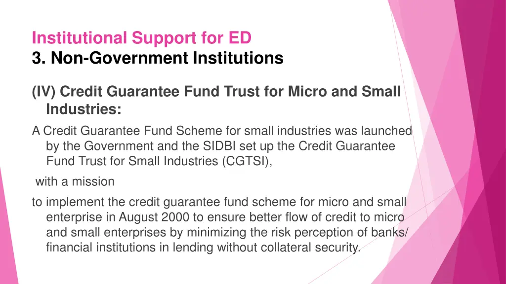 institutional support for ed 3 non government 4