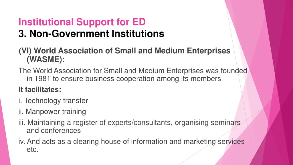 institutional support for ed 3 non government 6