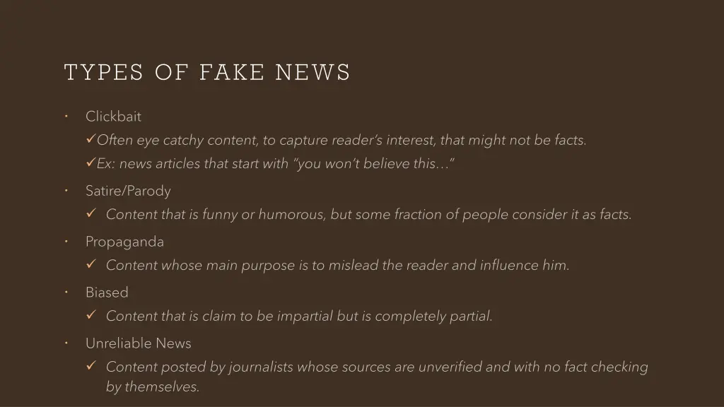 types of fake news