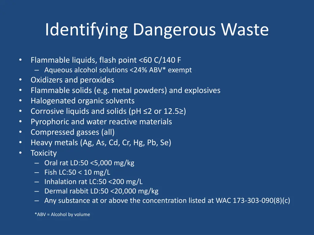 identifying dangerous waste