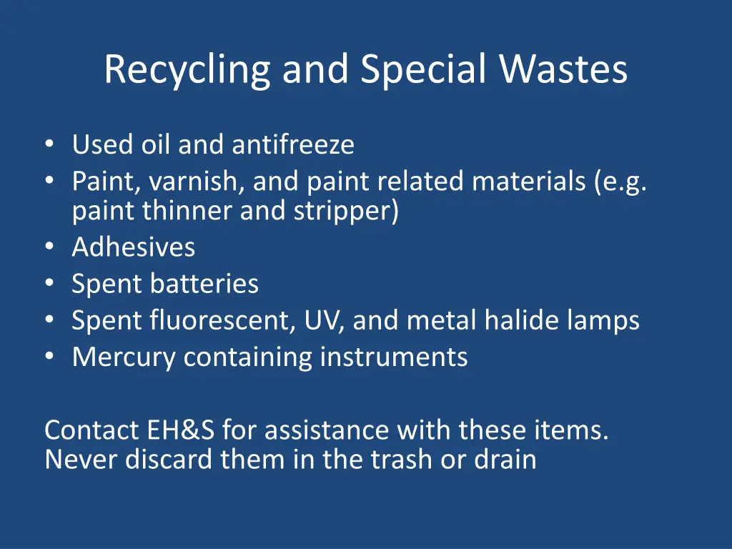 recycling and special wastes