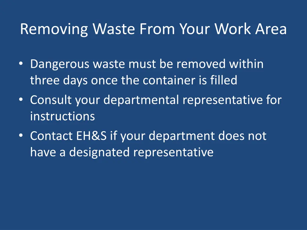 removing waste from your work area