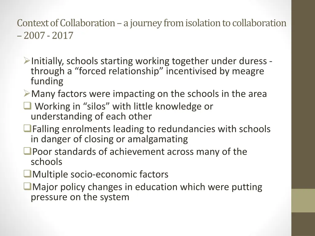 context of collaboration a journey from isolation