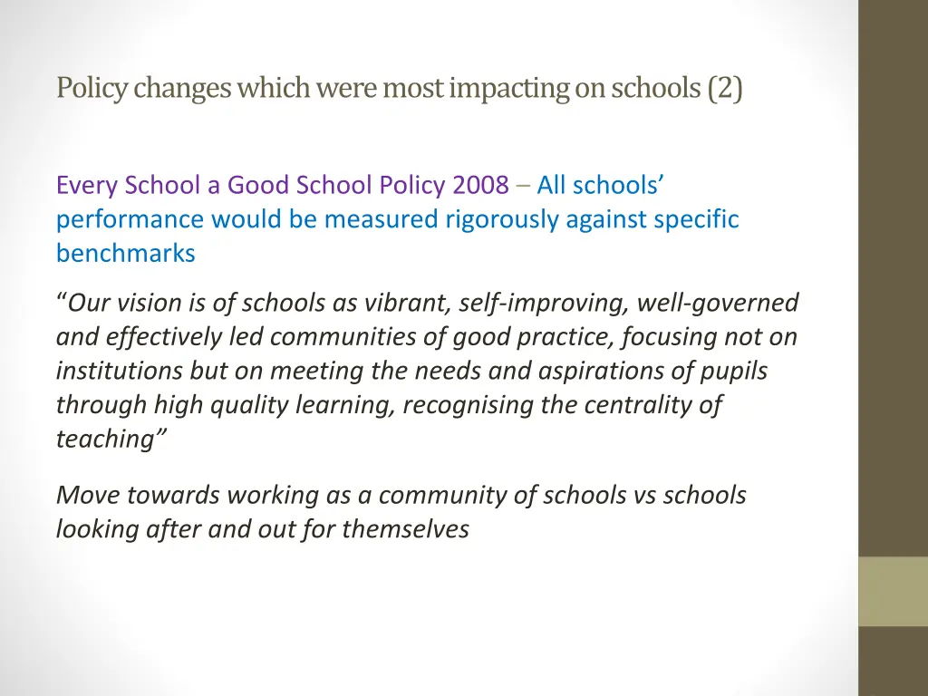 policy changes which were most impacting 1