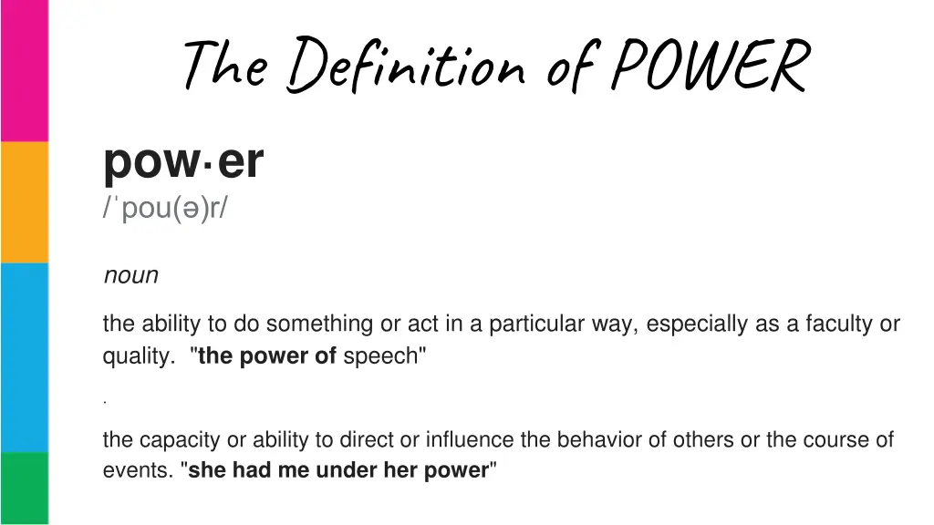 the definition of power pow er pou r