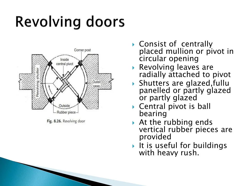 consist of centrally placed mullion or pivot