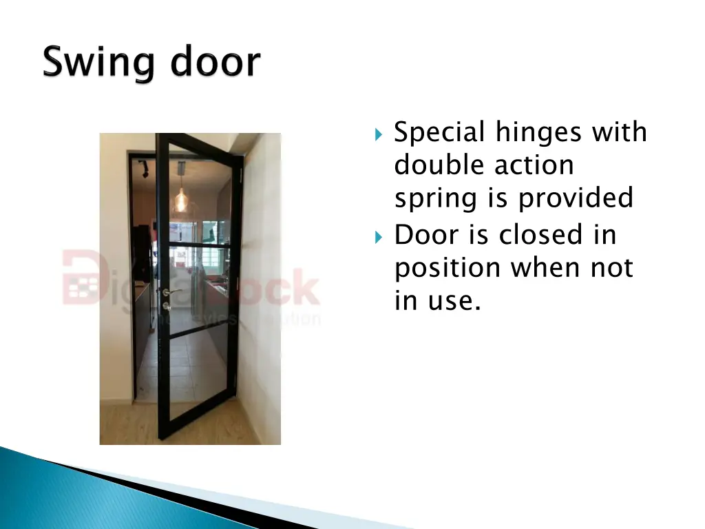 special hinges with double action spring