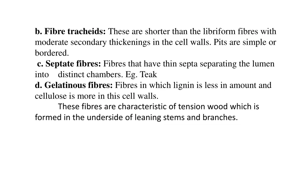 b fibre tracheids these are shorter than