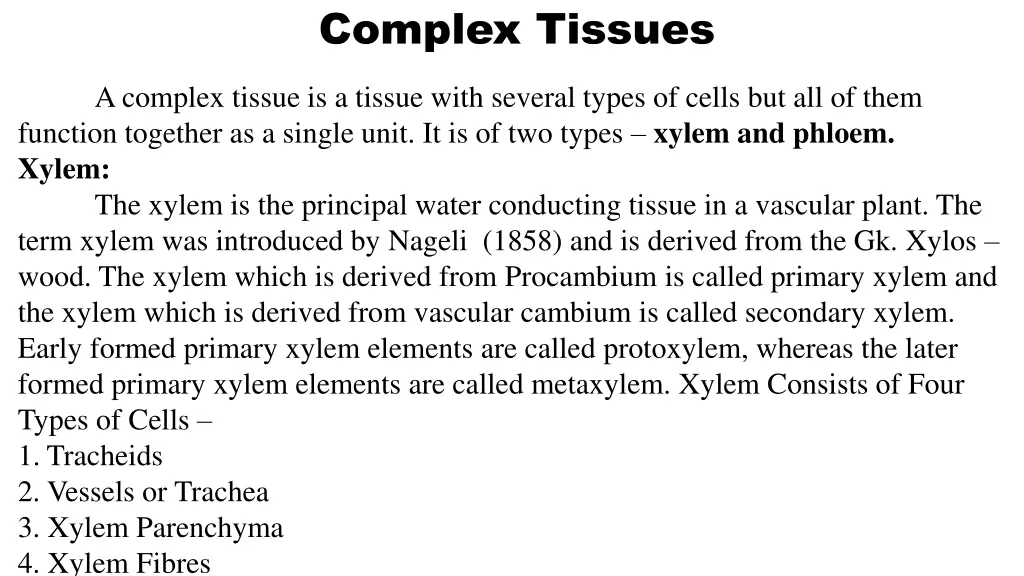 complex tissues