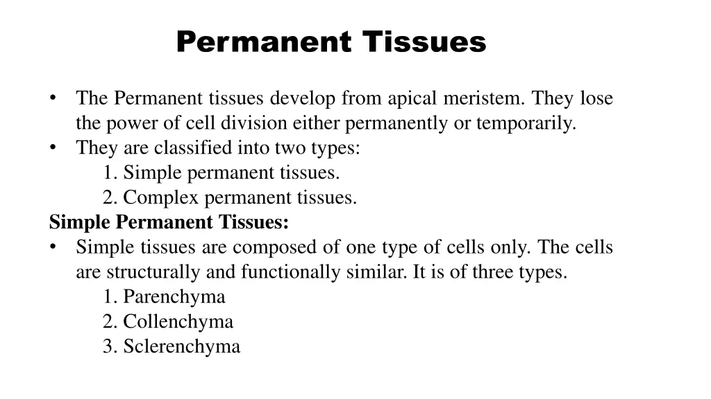 permanent tissues