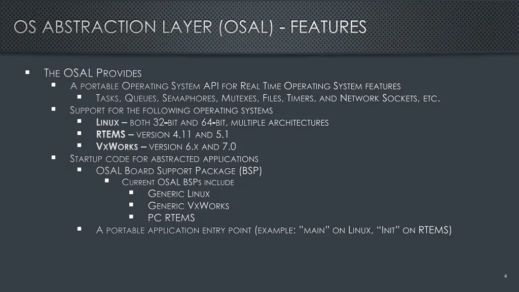 os abstraction layer osal features