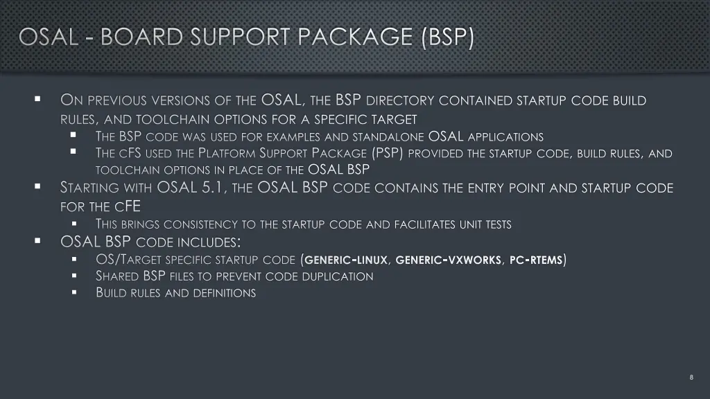 osal board support package bsp