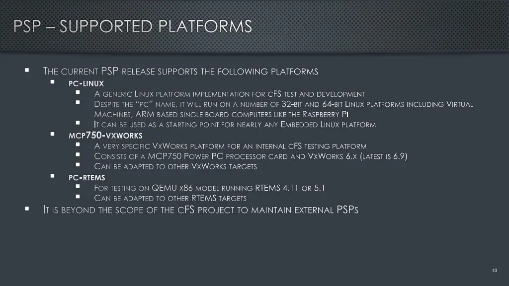 psp supported platforms