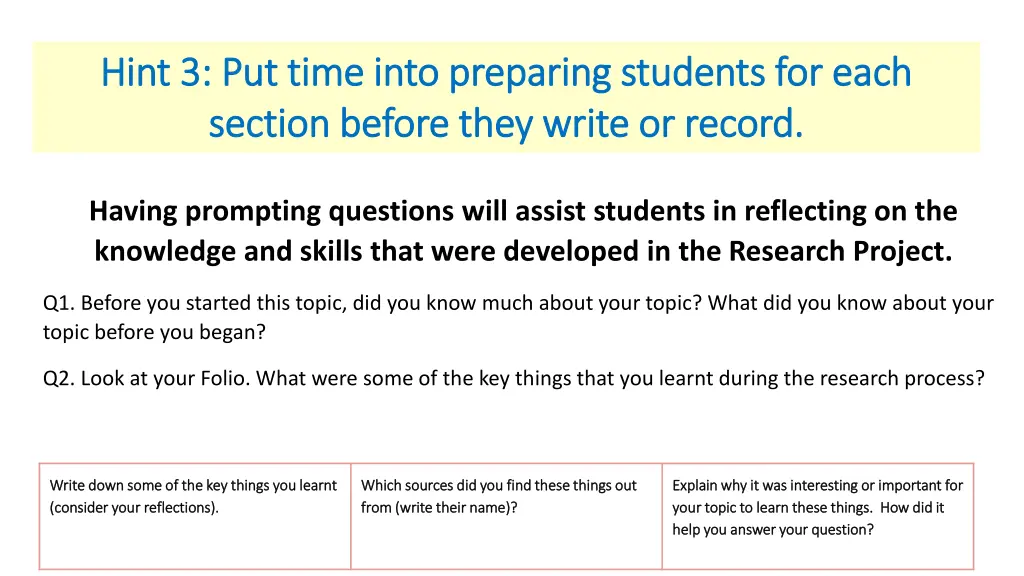 hint 3 put time into preparing students for each