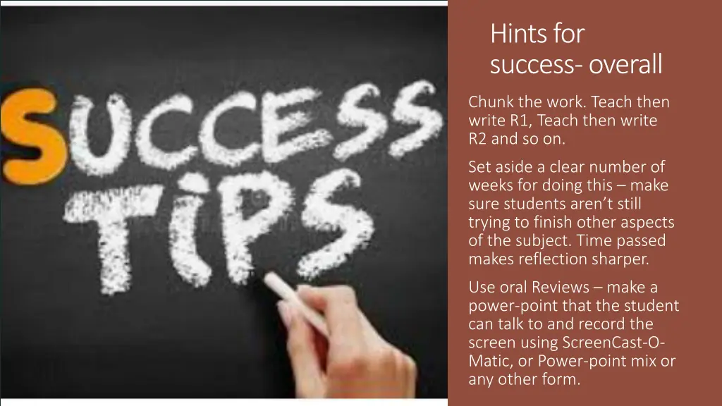 hints for success overall