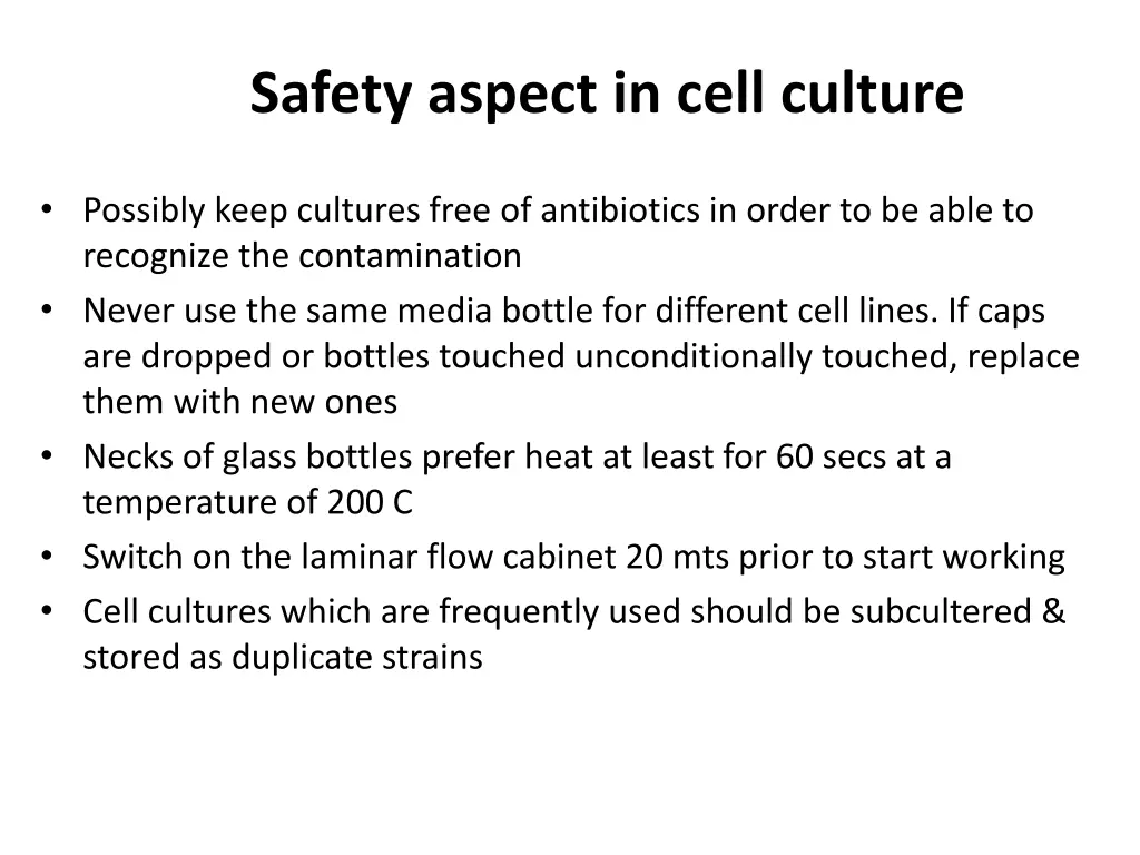 safety aspect in cell culture