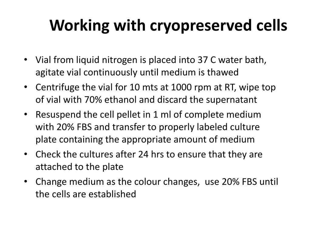 working with cryopreserved cells