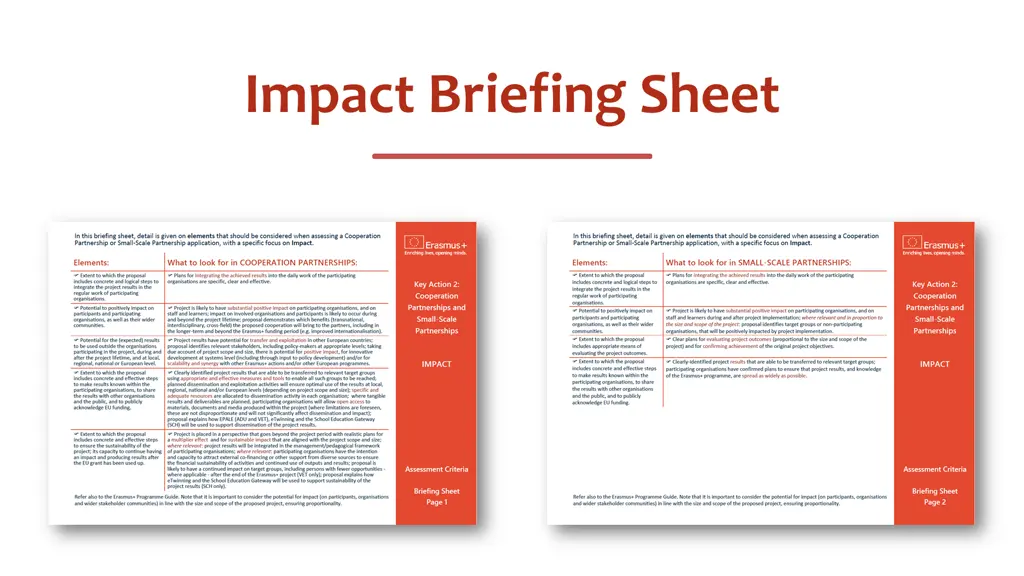 impact briefing sheet