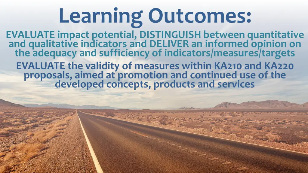 learning outcomes evaluate impact potential