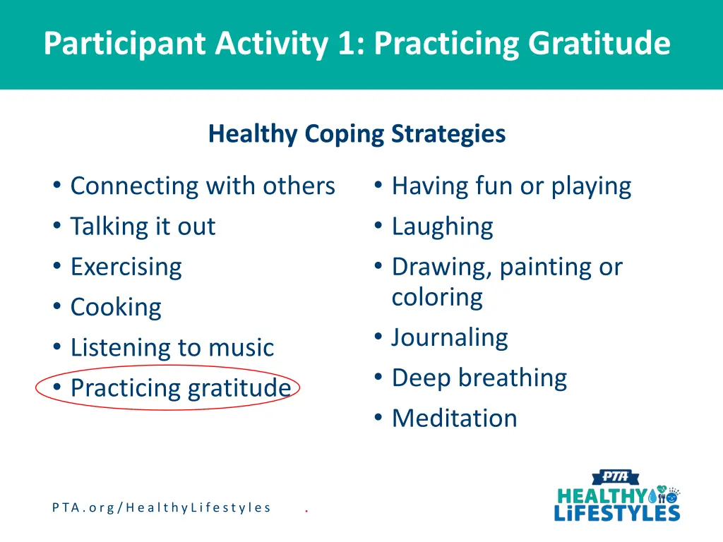 participant activity 1 practicing gratitude