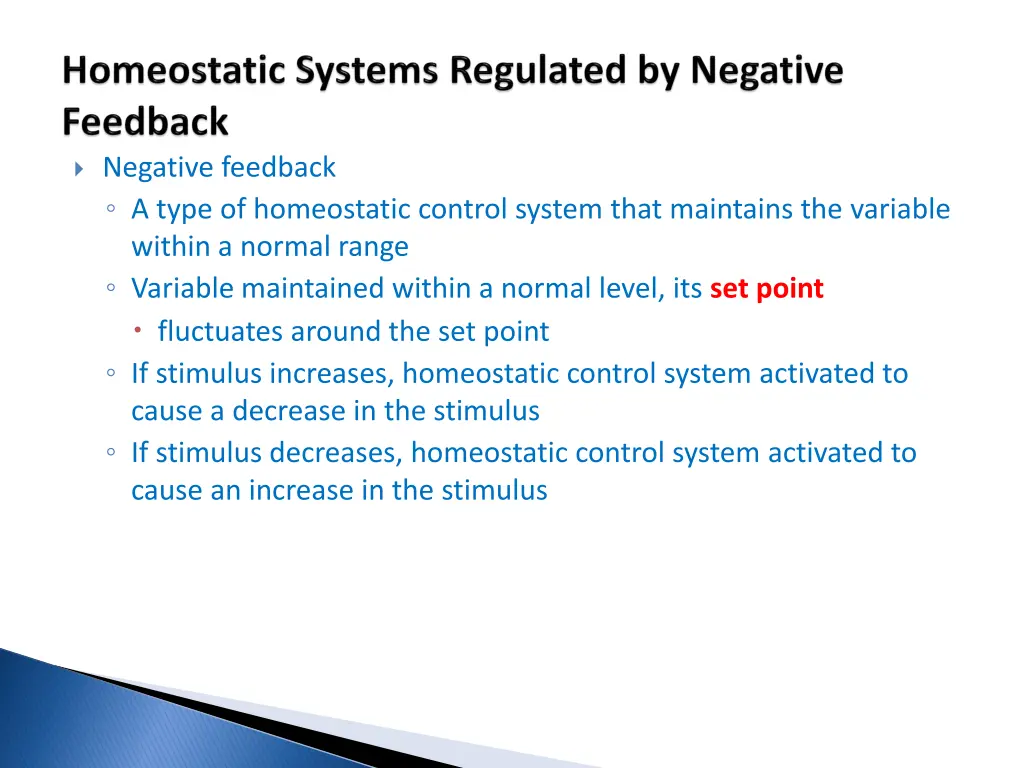 negative feedback a type of homeostatic control