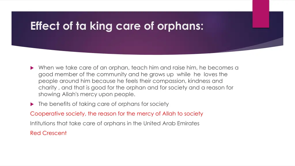 effect of ta king care of orphans