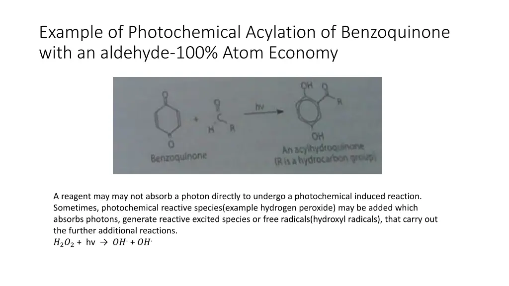 example of photochemical acylation