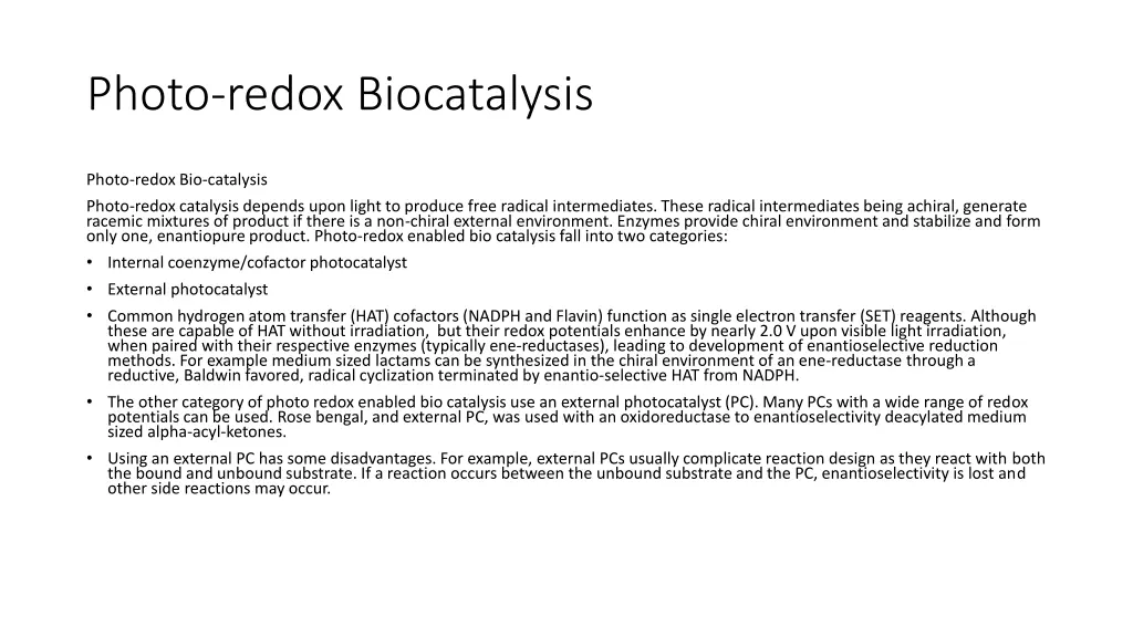 photo redox biocatalysis